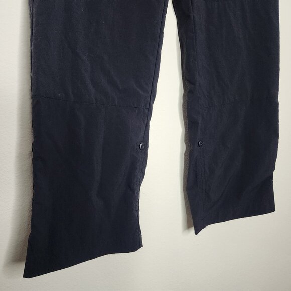 Patagonia Womens 4 Black Outdoor Wide Leg Pants Nylon Pockets Cargo Roll Tab  ge - Picture 2 of 8
